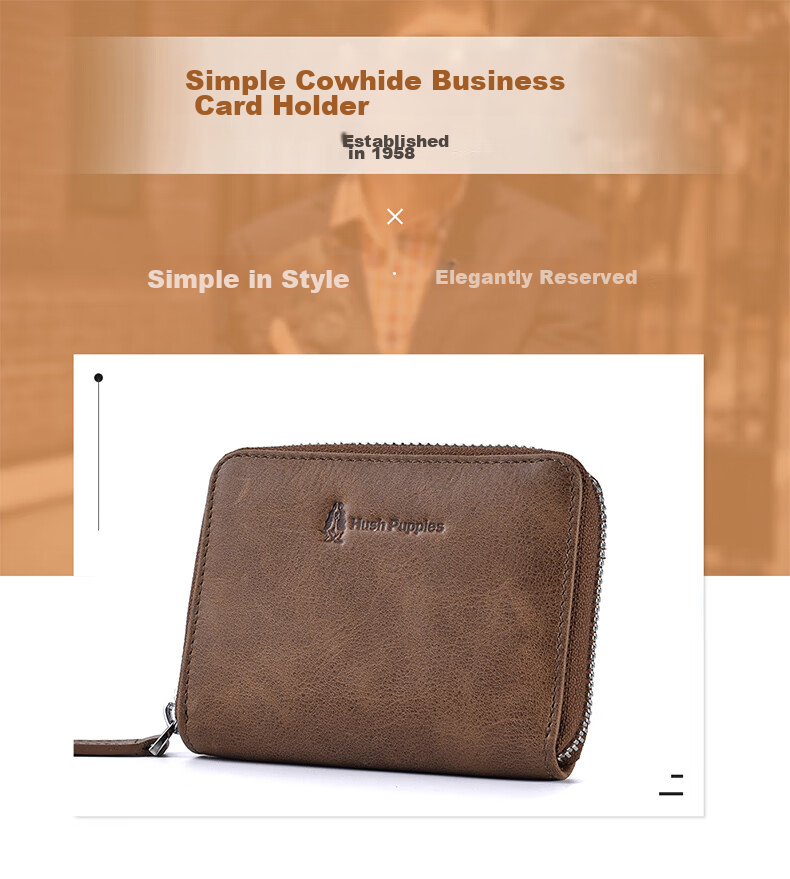 Hush Puppies Card Holder, Genuine Leather Coin Purse for Men, ID Holder, Accordion-Style Storage Bag, Business Card Holder, Birthday Gift Box Set 1