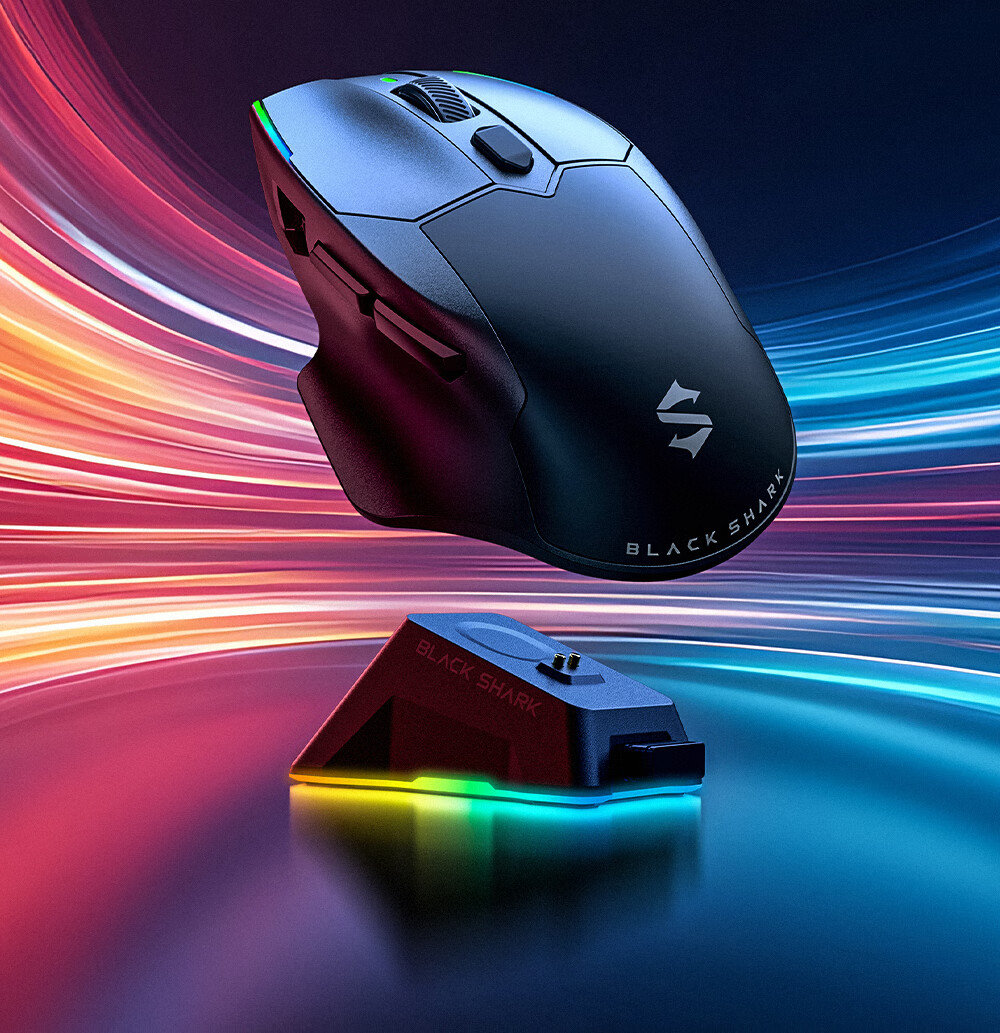 Black Shark Star Flash Heated Gaming Mouse Ergonomic Dual 8K Report Rate Wireless Tri-Mode Right-Handed PUBG/LOL/CSGO Mouse 3