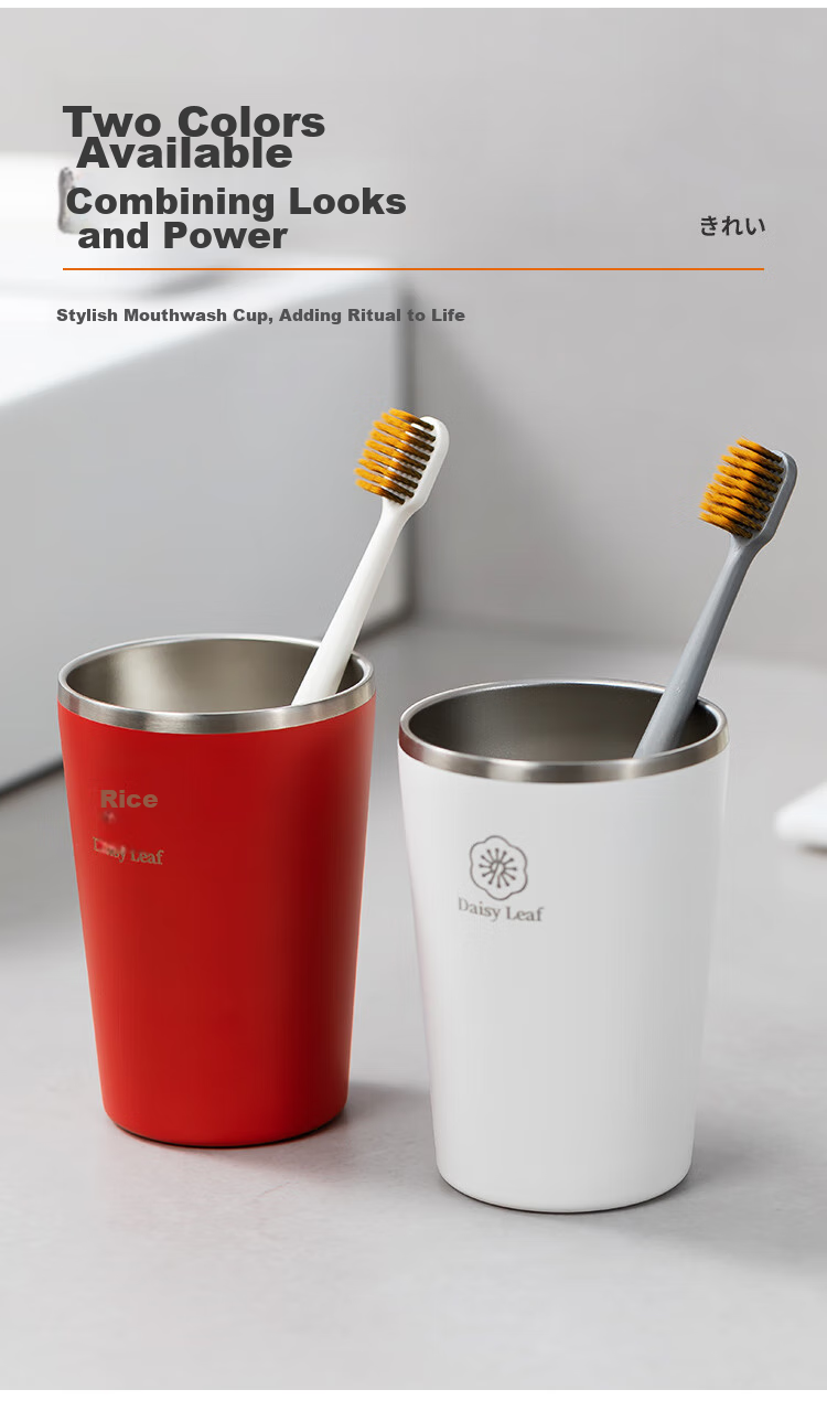 Daisy Leaf 304 Stainless Steel Luxury Wedding Antibacterial Toothbrush Cup, Stylish Mouthwash Cup, Toothbrush Holder, Red 6