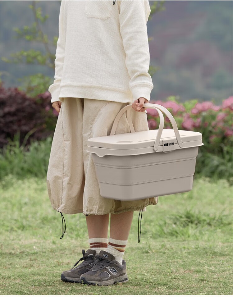 TAN XIAN ZHE Camping Storage Box, Outdoor Foldable Car Trunk Organizer, Camping Car Storage Box with Wooden Lid 10