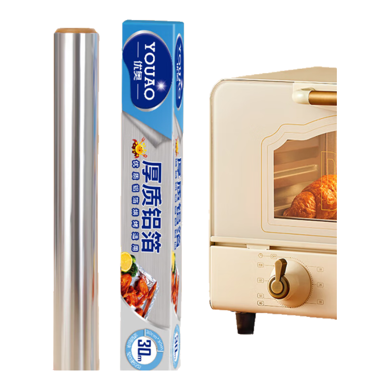 YOUAO Thickened Aluminum Foil, 30cm*30m*15mic, for Air Fryer Paper, Baking, Barbecue, Oven Use