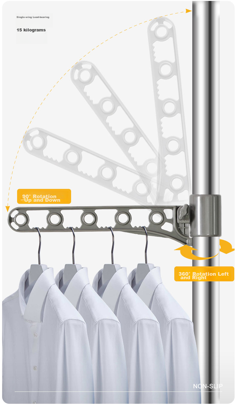 Baoyouni Floor-Standing Clothes Drying Rack, Extendable Stainless Steel Rotating Hanger Stand for Balcony 10