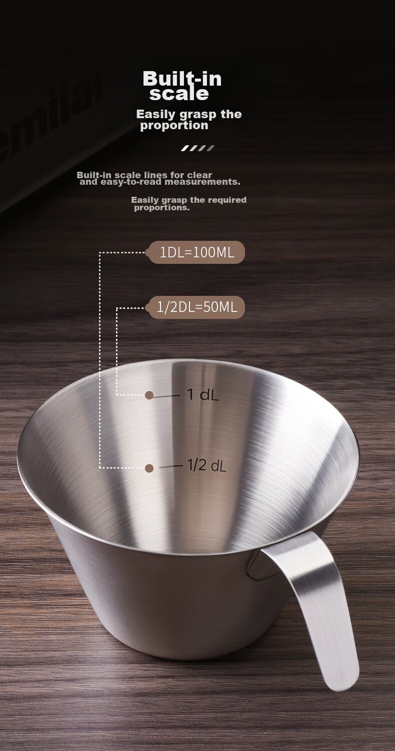CLITON 304 Stainless Steel Coffee Extraction Cup with Scale, Small Milk Jug, Ounce Cup, Italian Espresso Measuring Cup, 100ml 4