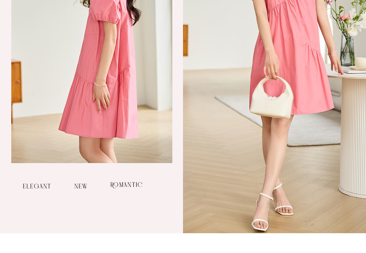 Taxiang Short-Sleeve Dress, Round Neck, Irregular Design, Loose Casual A-Line Skirt, Long Dress T143Q1357 2