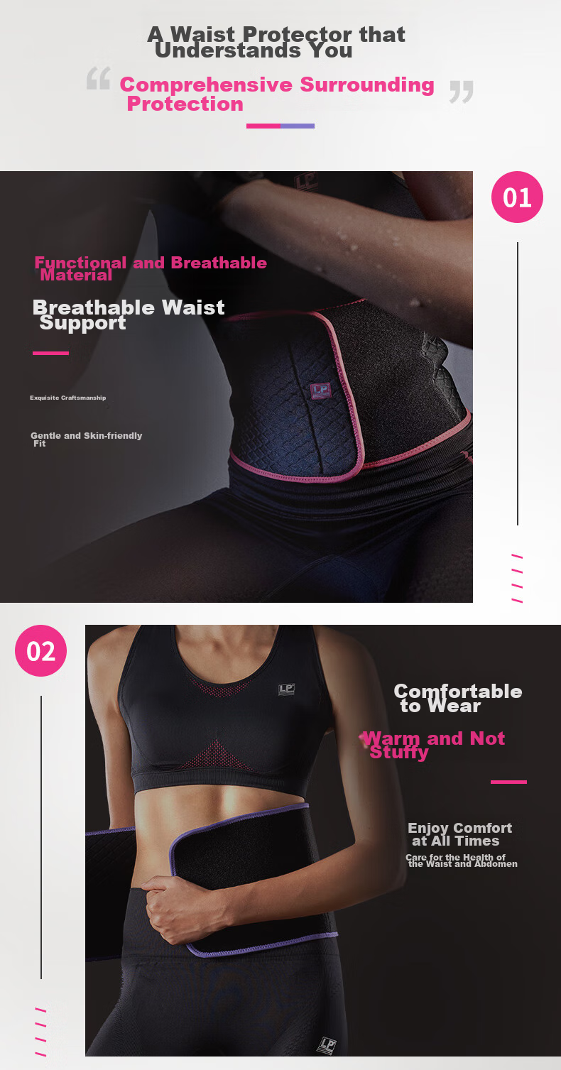 LP 593CA Sports Fitness Waist Support Belt for Women, Abdominal Compression Waistband for Running Yoga Dance, Black Purple 4