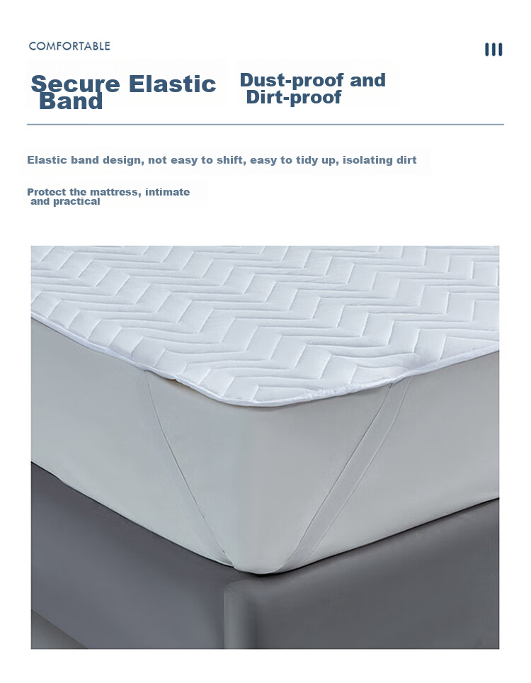 LUOLAI Home Textiles Soybean Mattress Pad, Antibacterial And Anti-Mite Fitted Sheet, Machine Washable Thin Pad, 150*200cm, White 9