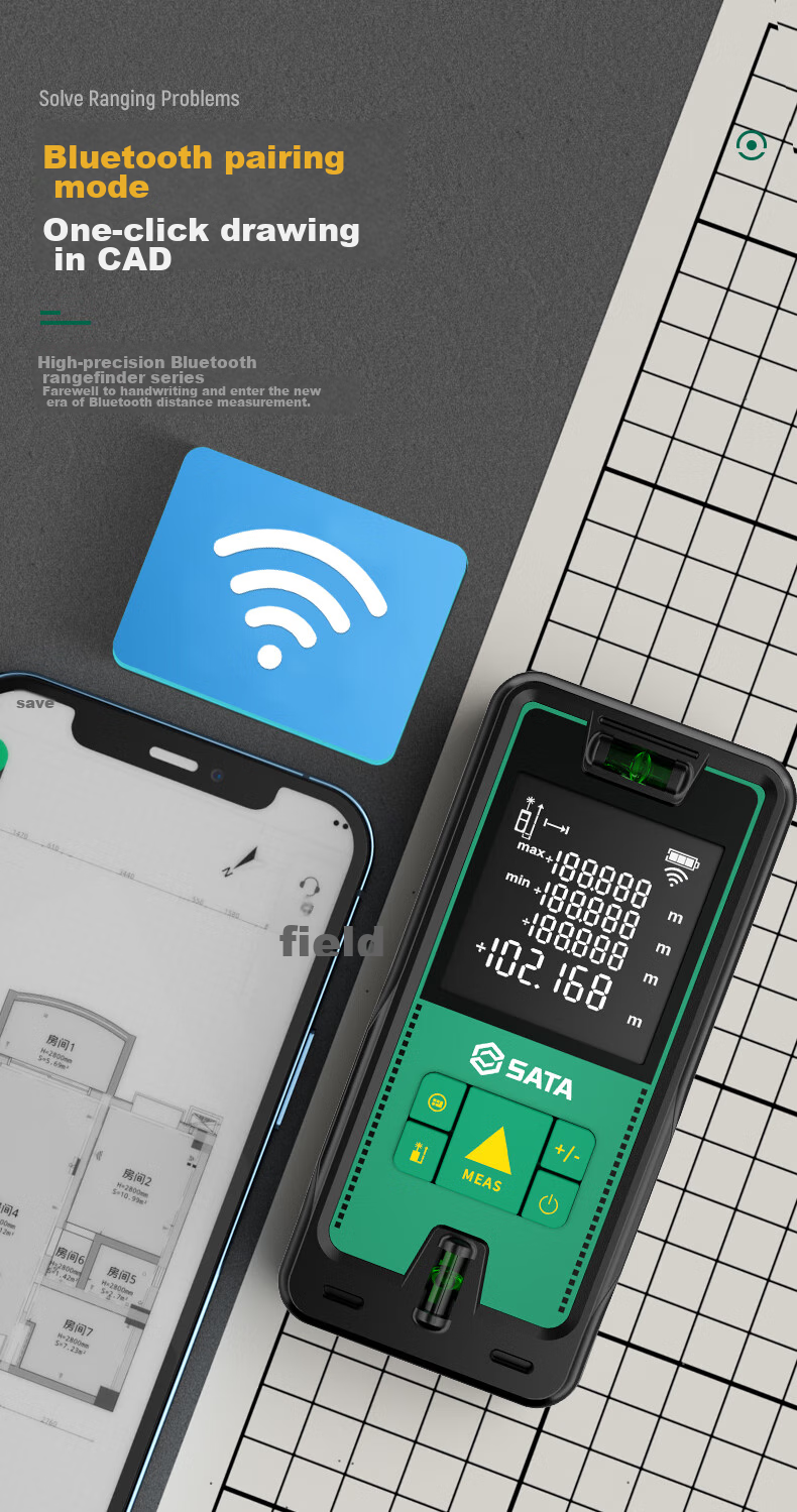 Shida SATA Laser Rangefinder, Handheld Infrared Measuring Ruler, High-Precision Electronic Room Measuring Instrument, D05905A 6
