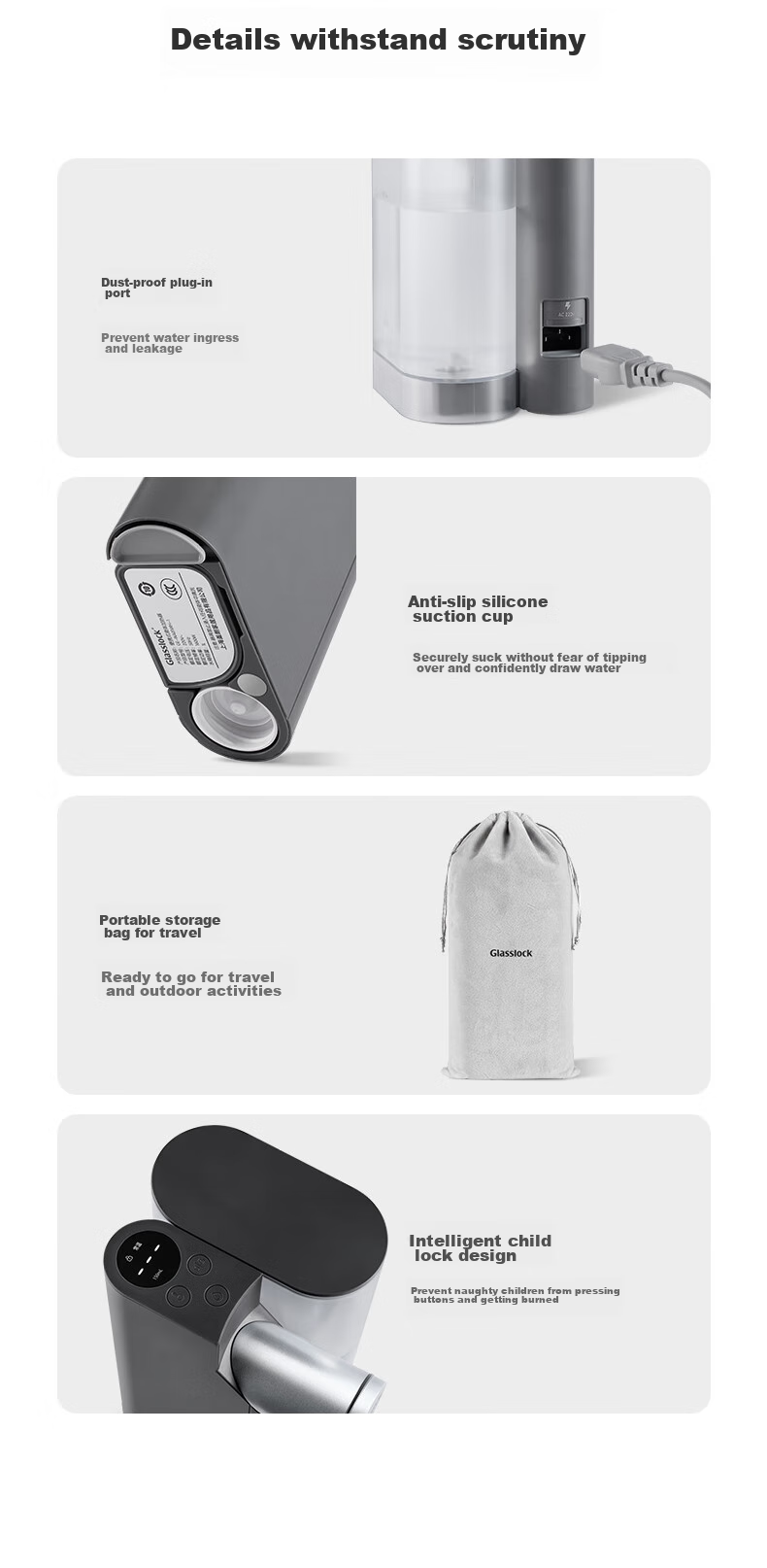 GLASSLOCK Portable Folding Kettle Mini Water Boiler Fast Heating Direct Drinking Machine Electric Hot Water Kettle for Travel, Business Trips, Home Use, Desktop Constant Temperature Hot Water Kettle Mineral Water Heater 14
