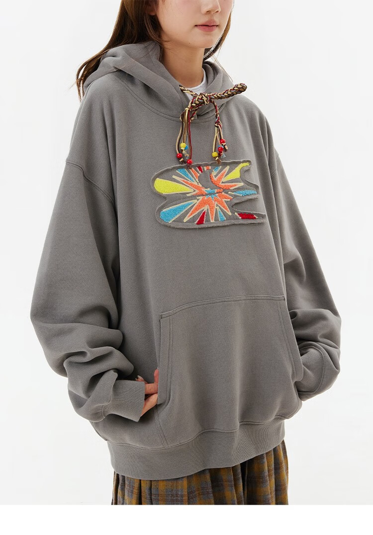 Crying Center Firework Embroidered Sweatshirt Brown S 7