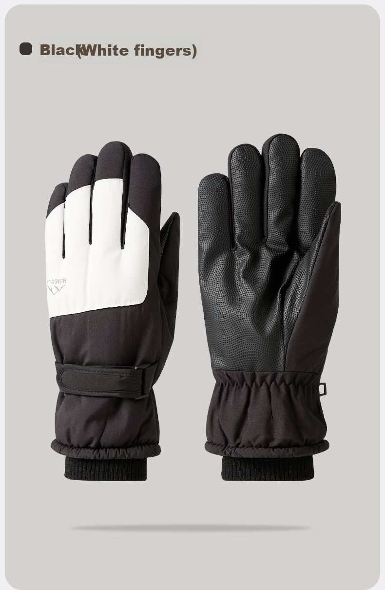 MISSION UV Ski Gloves for Men, Winter Thickened Fleece-Lined Windproof Cold-Resistant Water-Repellent Autumn And Winter Cycling Touchscreen Warm Gloves 12
