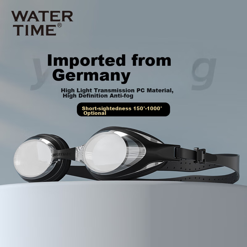 WATERTIME / Shuichuan Swimming Goggles with Prescription Lenses for Adults, Large Frame Swimming Glasses for Men And Women, Anti-Fog Protective Eyewear Equipment