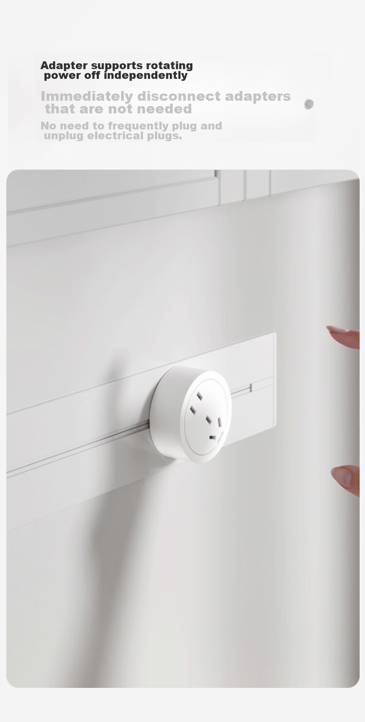 Aokesi Embedded Track Socket, Mobile Rail Power Strip for Home Kitchen Use, Sliding Concealed Track Socket Switch, 60cm Track + 4 Five-Hole White Sockets 11