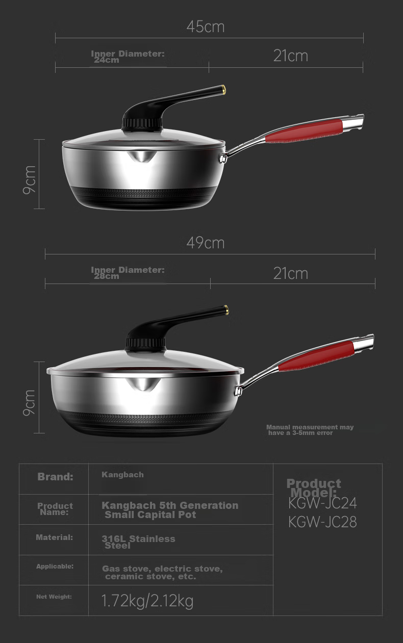 KOBACH Fifth Generation Non-Stick Wok, 316L Stainless Steel, Small Luxury Pan, Flat Bottom Frying And Stir-Frying Pan, 24cm (Suitable for 1-3 People) 12