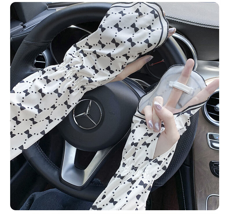 GLO-STORY Women's UV Protection Ice Silk Sun Sleeves Cute Sweet Outdoor Cycling Driving Arm Sleeves 23