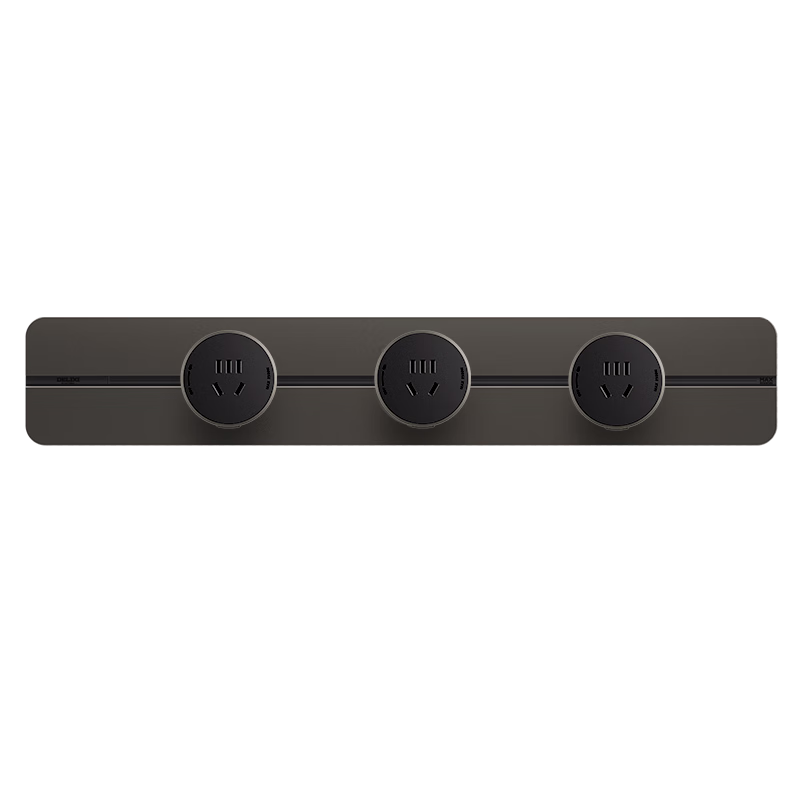 DELIXI Track Socket Upgraded New Borderless Wall-Mounted Rail Socket 50cm Track + 3 Mocha Brown Five-Hole Outlets