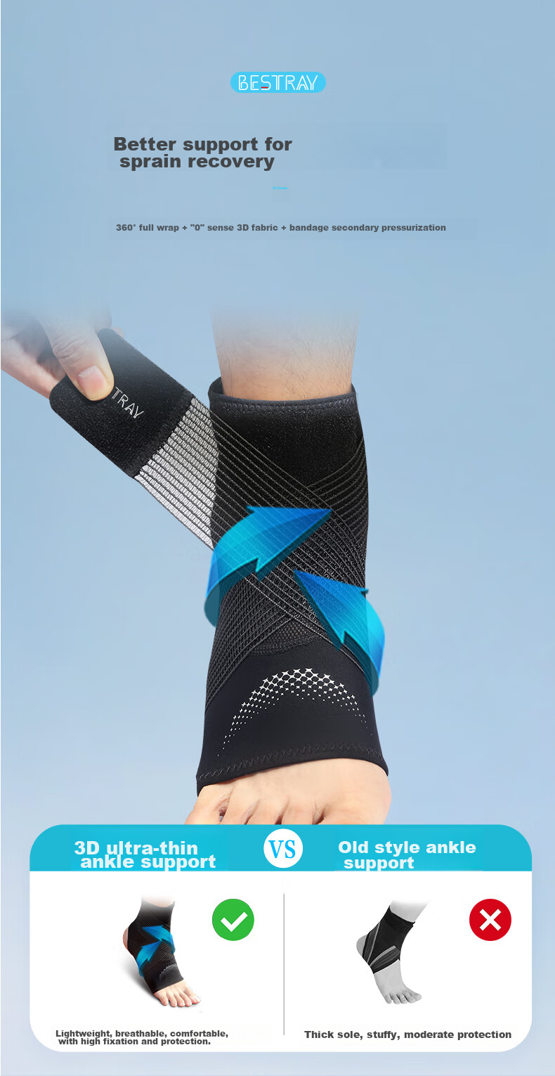 Bestray 3D Ultra-Thin Sports Ankle Brace, Basketball Running Ankle Sprain Protection, Anti-Sprain Foot Guard, Ankle Support Sleeve 7
