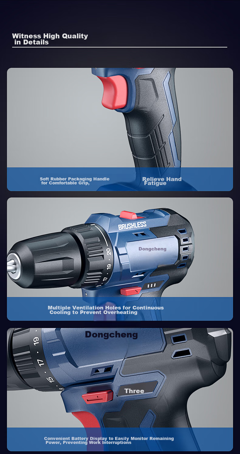 Dongcheng 16V Brushless Lithium Drill WJZ2410S, Rechargeable Dual-Battery Electric Drill, Household Power Screwdriver, Power Tool 10