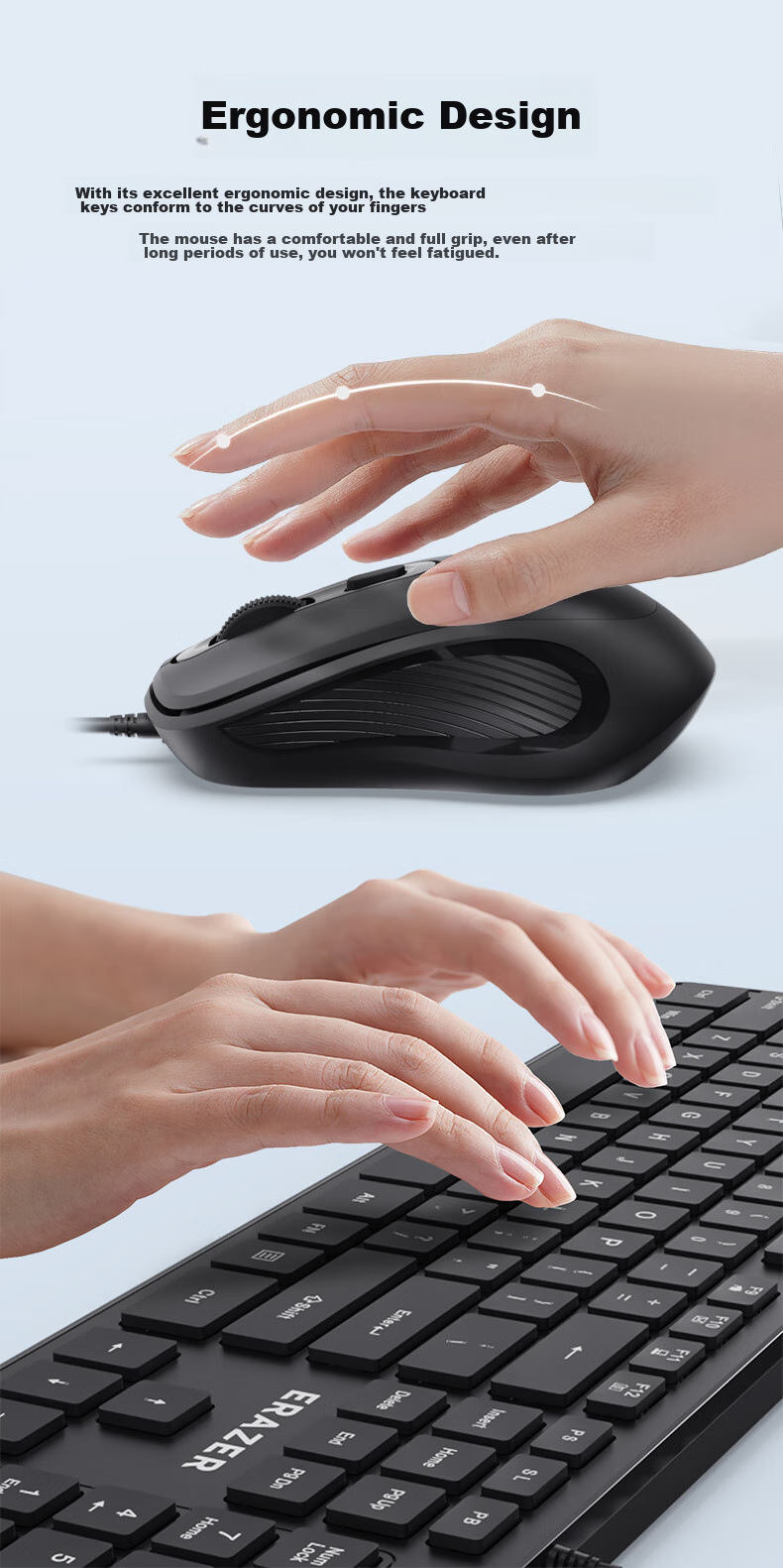 Lenovo Invests in Brand Yinengzhe Wired Keyboard And Mouse Set with Mouse Pad, Full-Size Splash-Resistant, Business Office Desktop/Little New Compatible Black KM301 11