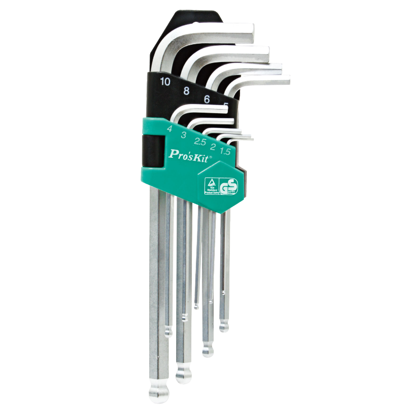 Pro'sKit HW-229BL Extended Ball-End Hex Key Set (9 Pieces)
