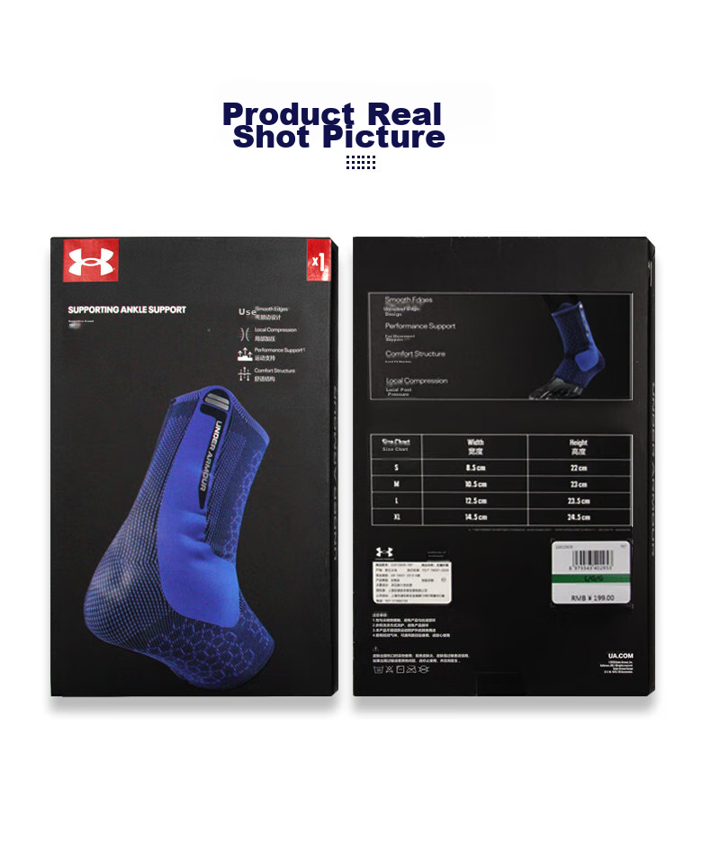 Under Armour Ankle Support Brace for Sports And Warmth, Knee Joint Fixation Splint, Ankle Protector for Men And Women, Anti-Sprain Foot Guard, Black M 4