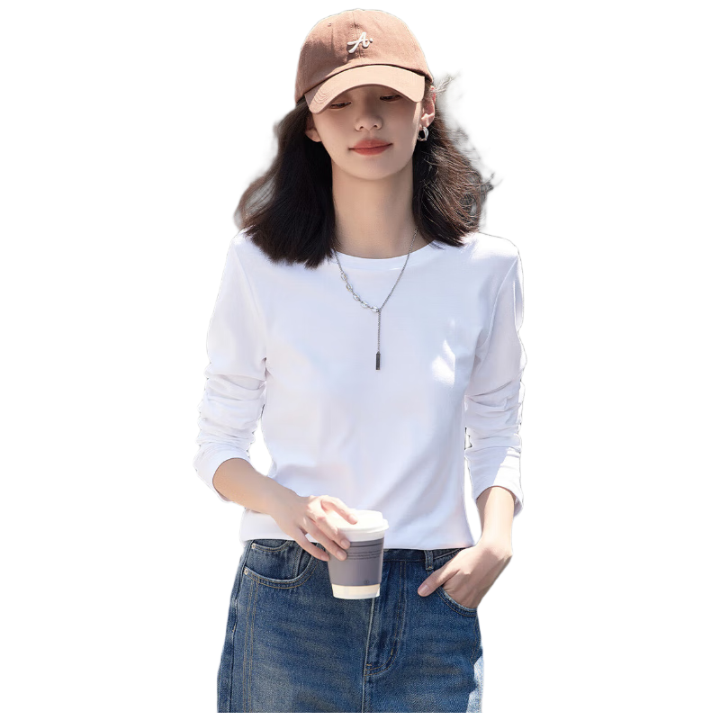 Dme [Classic Simple T-Shirt] Spring And Autumn Round Neck Pullover Basic Long-Sleeve Undershirt for Wome