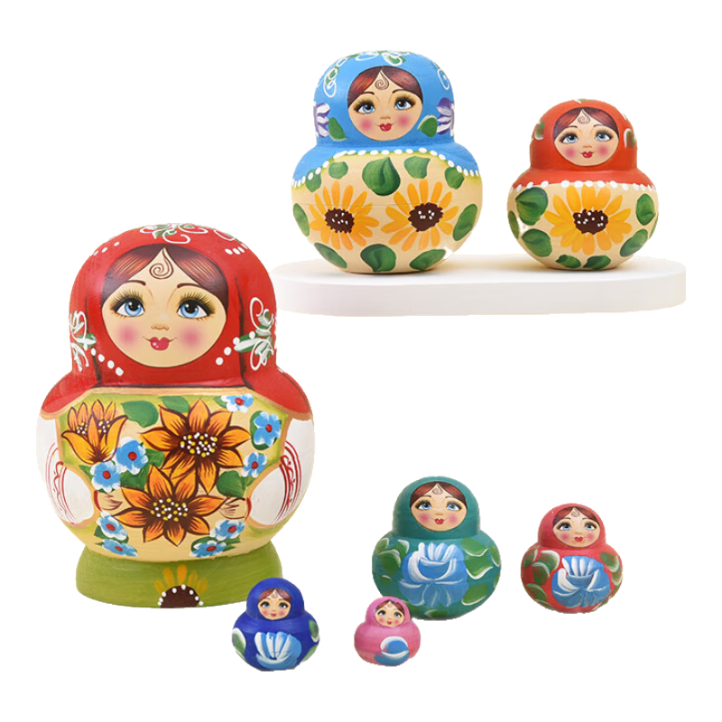 Huashimeng Russian Nesting Dolls, 10-Layer Ornament, Children's Toy, Handmade Stress Relief, Creative Gift for Girls And Boys