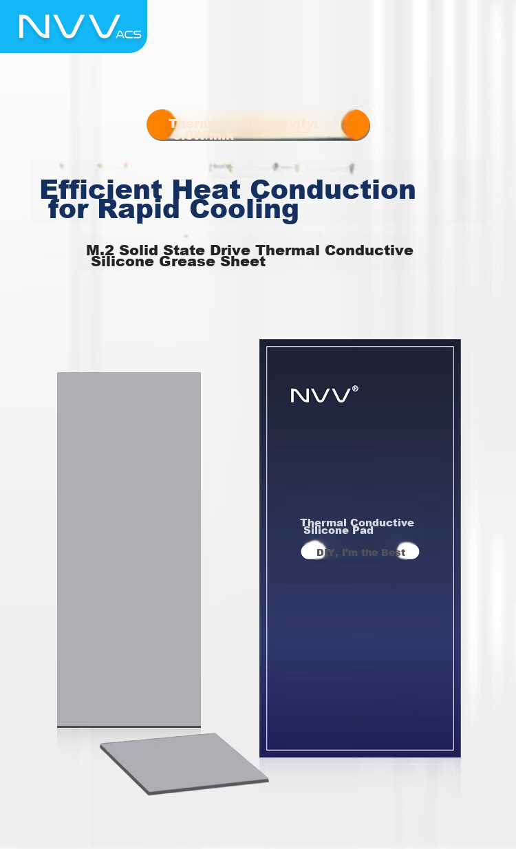 NVV M.2 SSD Thermal Paste Pad, Cooling Silicone Pad, Heat Conductive Silicone Gasket for SSD North Bridge, TC-61X with Thermal Conductivity of 6.0W 1