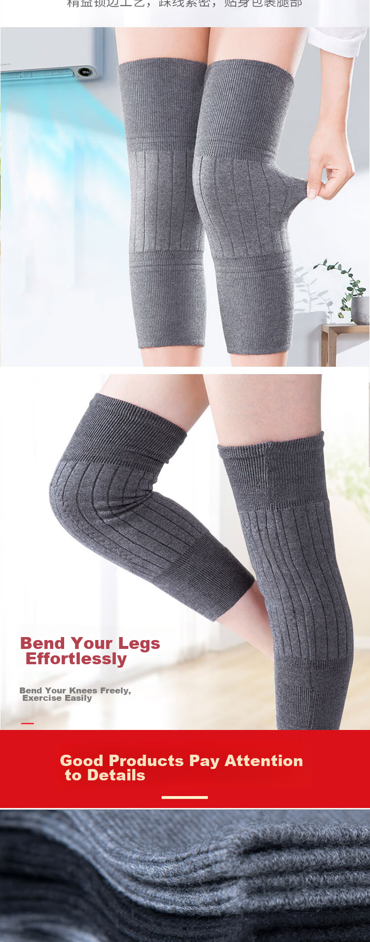LAC Cashmere Knee Warmers for Cold Legs, Sports Knee Pads, Fleece-Lined Winter Protection for Middle-Aged And Elderly Men And Wome 2
