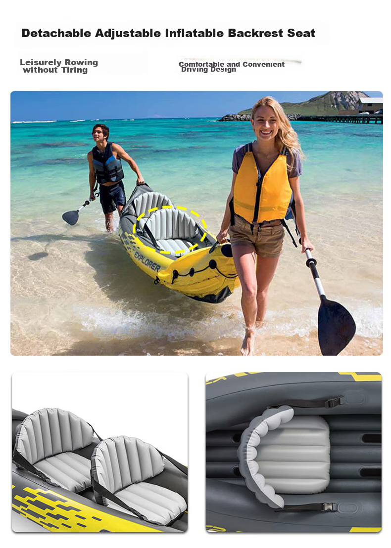 INTEX Challenger Two-Person Inflatable Boat, Thickened Rafting Kayak, Single Or Double Fishing Boat, Wear-Resistant Assault Boat 68306 13