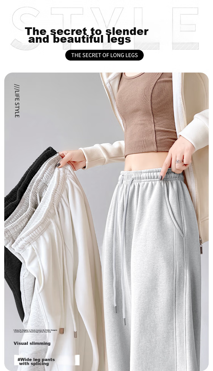 MiiOW Wide-Leg Pants for Women, Autumn 2025 New Style, Petite Draping Casual Straight-Leg Trousers for Fall 1