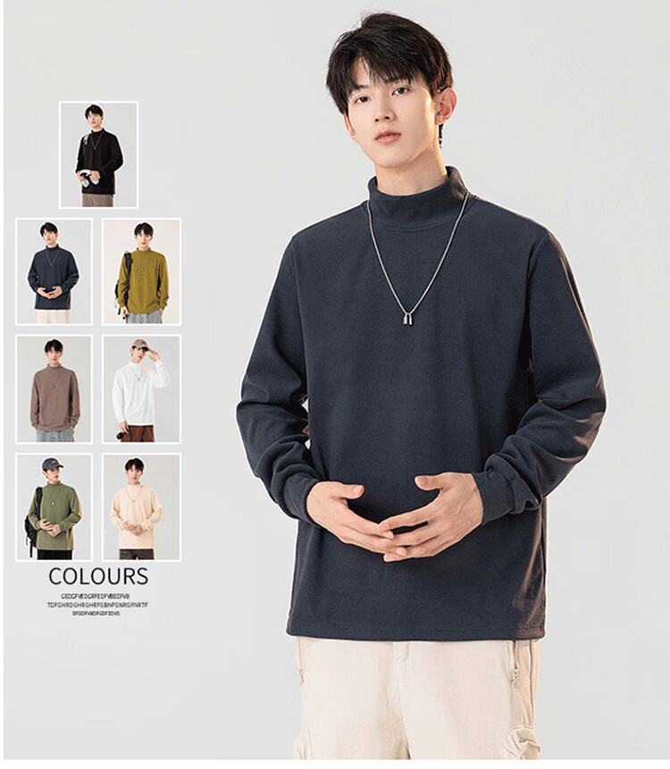 Mianzhi Men's Winter Warm Thicker Base Layer Half Turtleneck Long Sleeve T-Shirt Gray 2XL 1