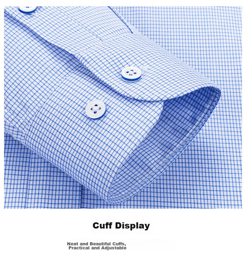 FIRS Long-Sleeve Shirt for Men, Middle-Aged And Young Business Casual Plaid Shirt TRT4450 Blue Plaid Long-Sleeve Size 38 14