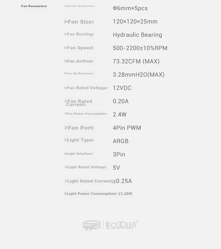 PCCOOLER RT500 ARGB WH Digital Display CPU Air Cooler (5 Heat Pipes / Temperature Display / Triangular Wave Fin / 1700 / AM5) 10