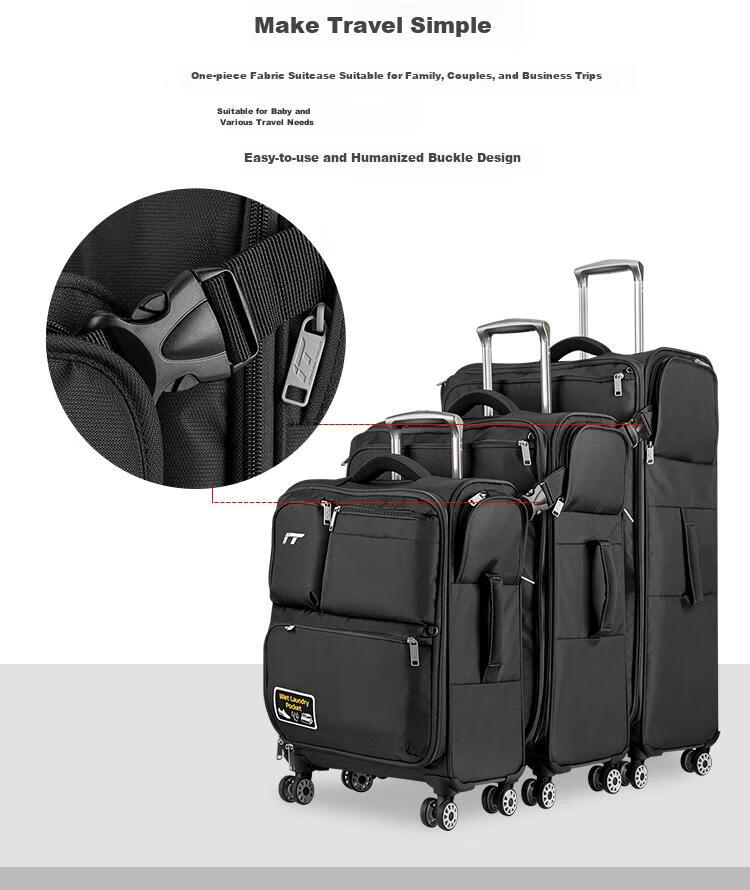 INTERNATIONAL TRAVELLER British IT Suitcase, Travel Luggage with Wheels, Ultra-Light Carry-On Soft Case, 20-Inch, Model 1157, Black 6