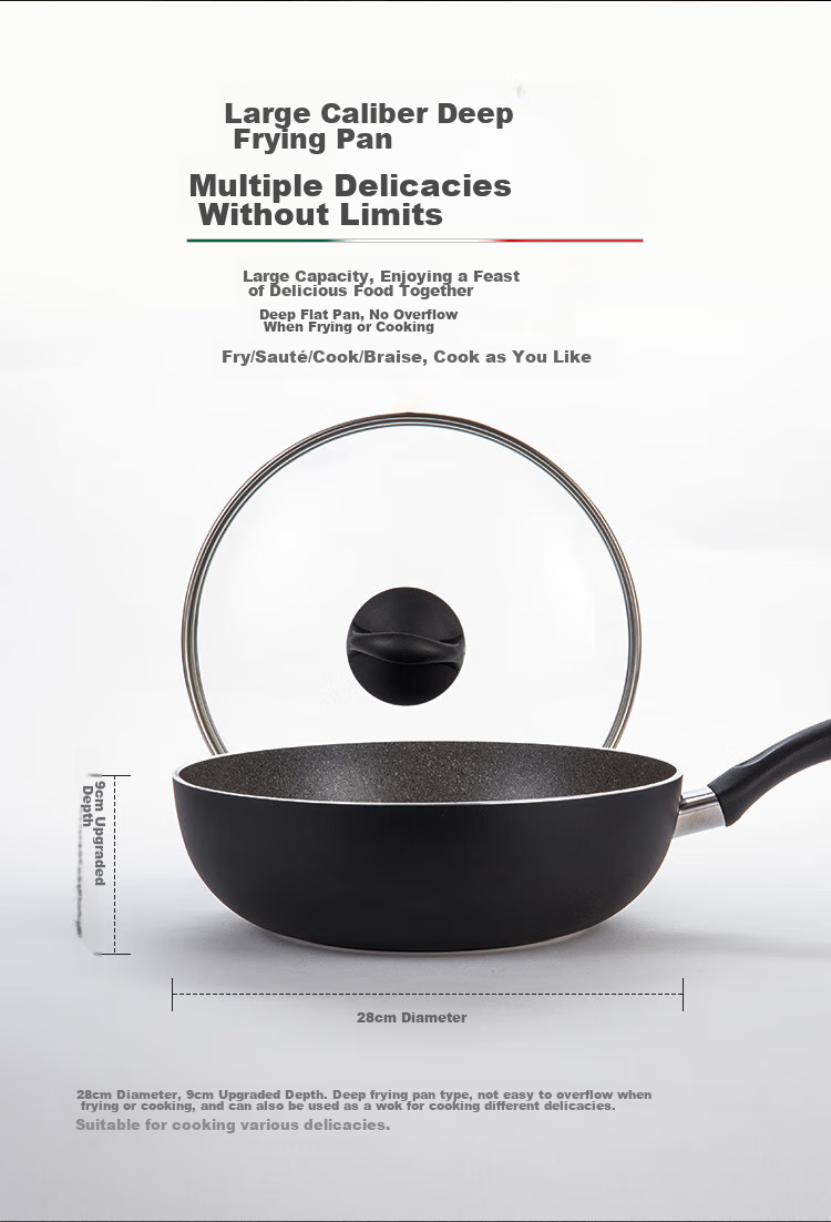 BALLARINI Non-Stick Pan Compatible with Induction Cooker And Gas Stove, Imported Flat Bottom Wok, Large Belly Pan, Stir-Fry Pan, Bologna 28cm 9