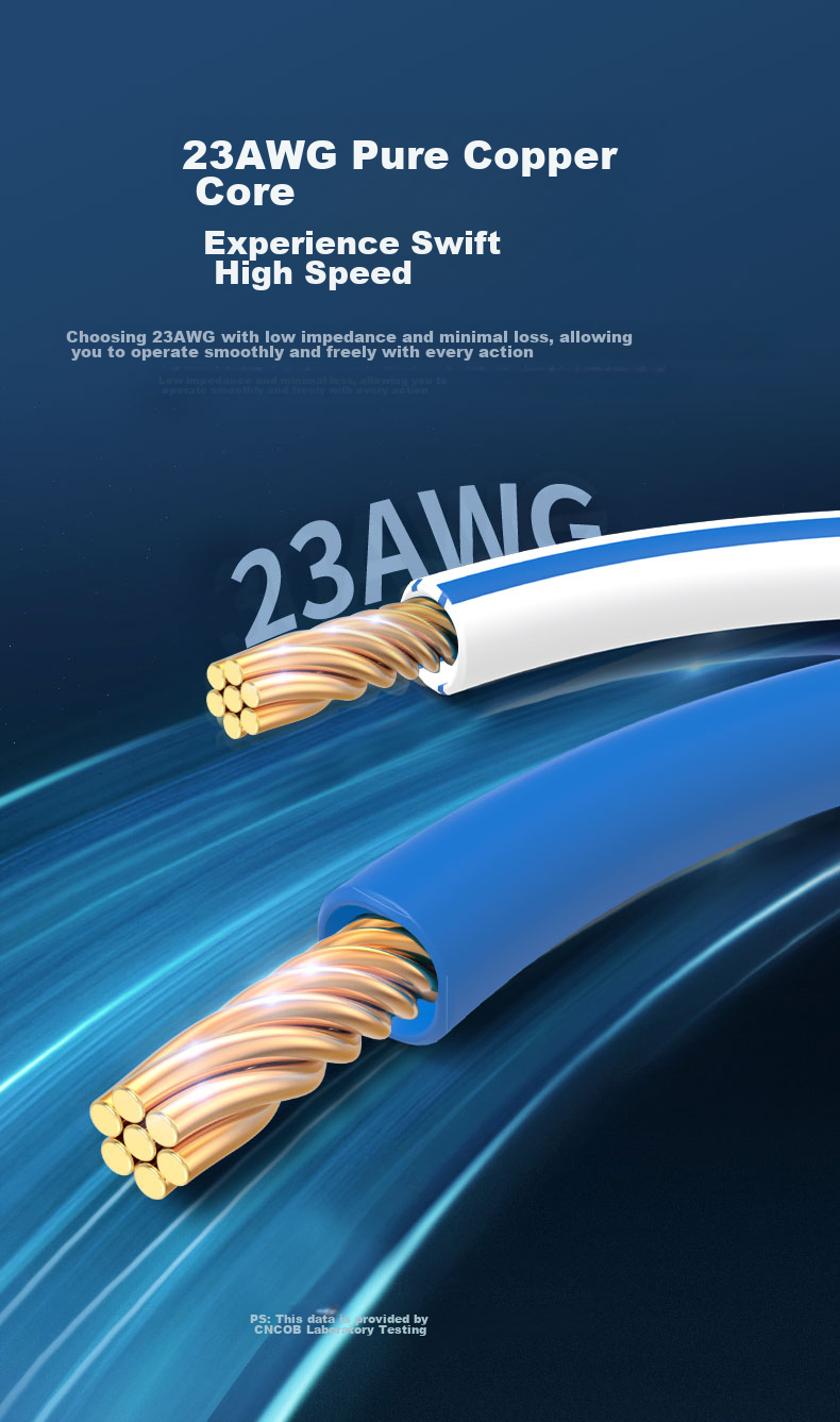 CNCOB Cat8 Ethernet Cable, Engineering Grade Double-Shielded Pure Copper 8-Core Twisted Pair Cable, Gaming Network Cable, 10 Gigabit Patch Cord, Home Computer Network Connection Cable, Cat8 Cable 2 Meters CN-5003 6