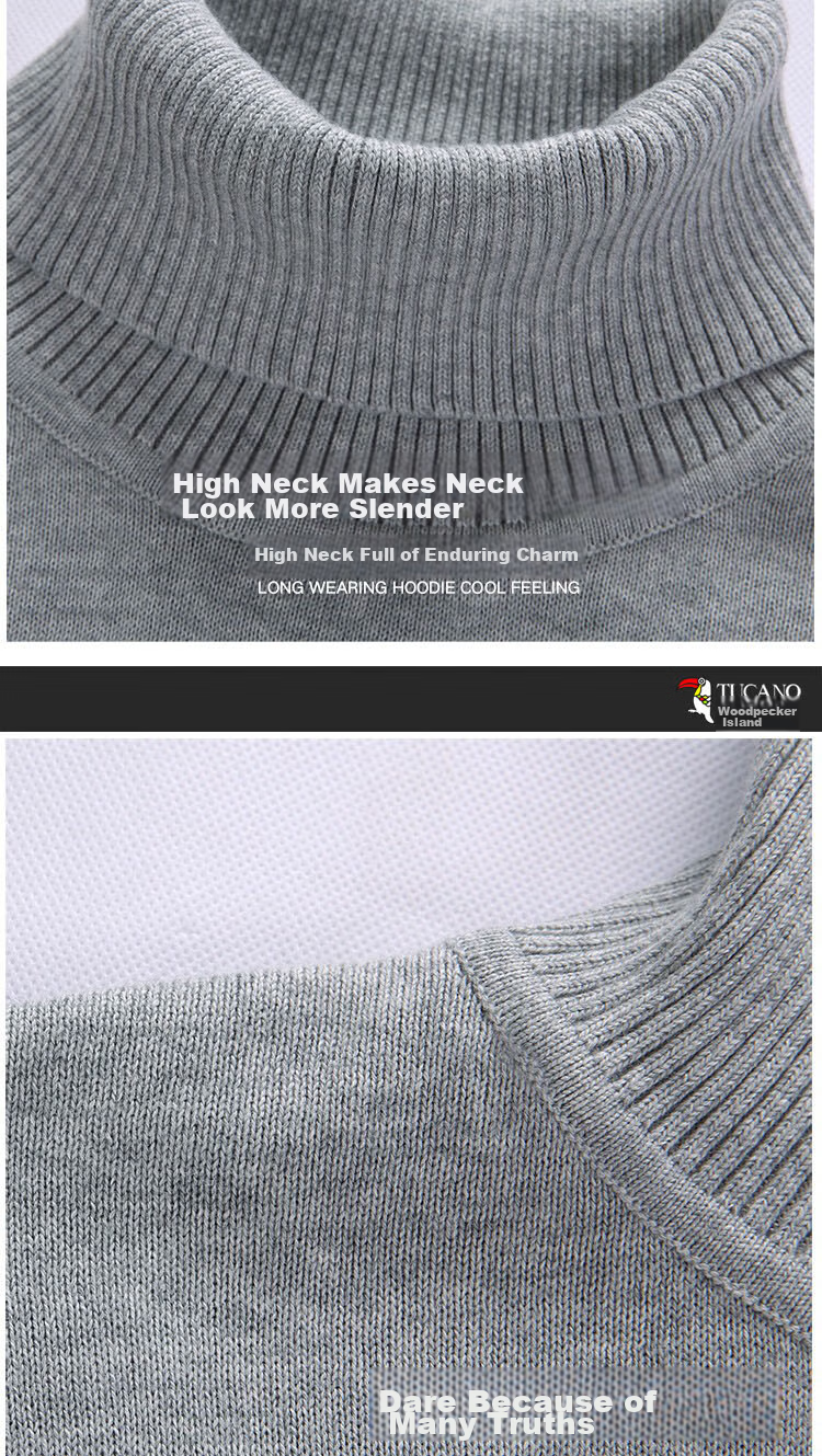 TUCANO Turtleneck Sweater, Men's Fashionable Simple Knit Pullover, Comfortable Warm Versatile Menswear Top Base Layer, Black XL 17