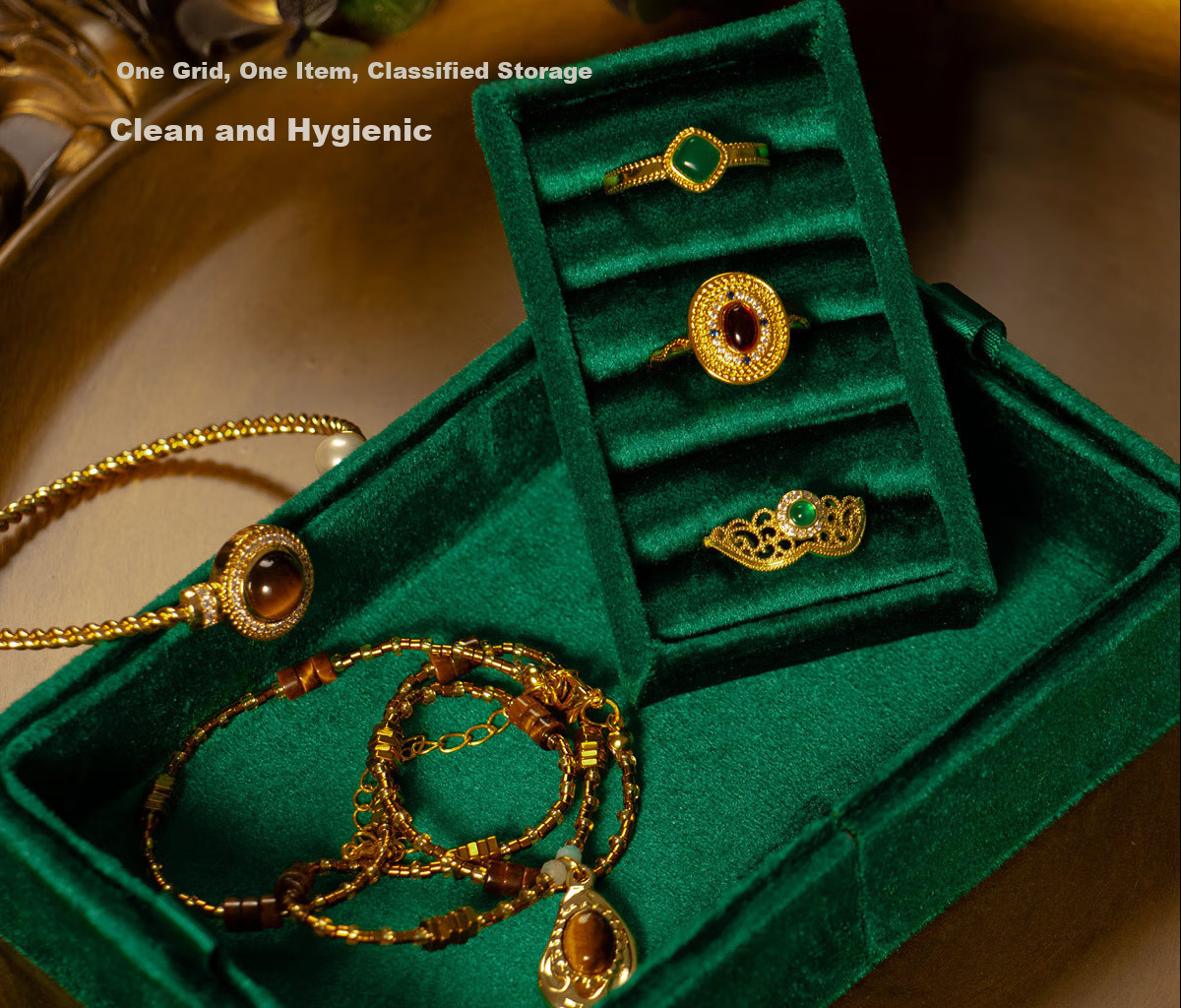 Fanyejia Jewelry Storage Box for Rings, Earrings, Necklaces, High-End Jewelry, Anti-Oxidation, Dustproof, Portable Accessory Box 11