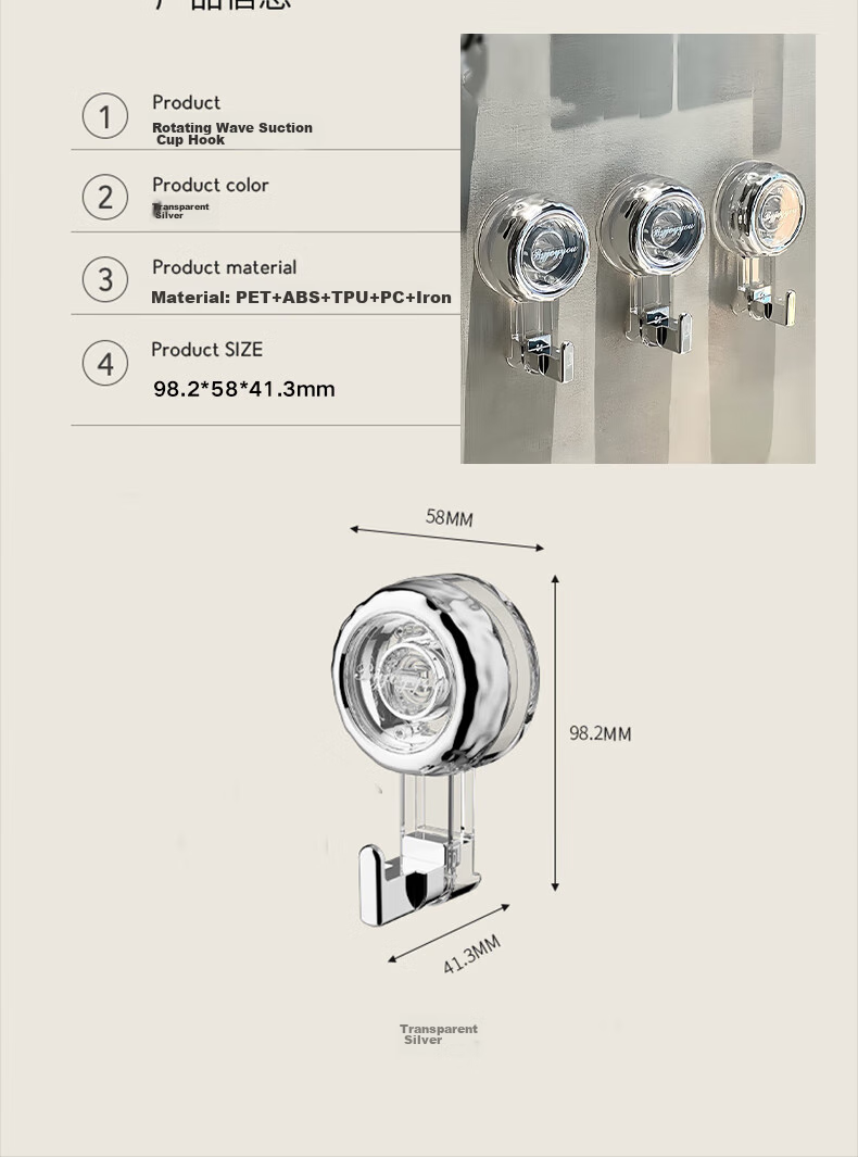Bahainiao Suction Cup Hook, No Drilling Required, Strong Vacuum-Activated, Traceless Hook, for Kitchen, Bathroom, Shower Room, Wall, Door Back, Towel Adhesive Hook 14