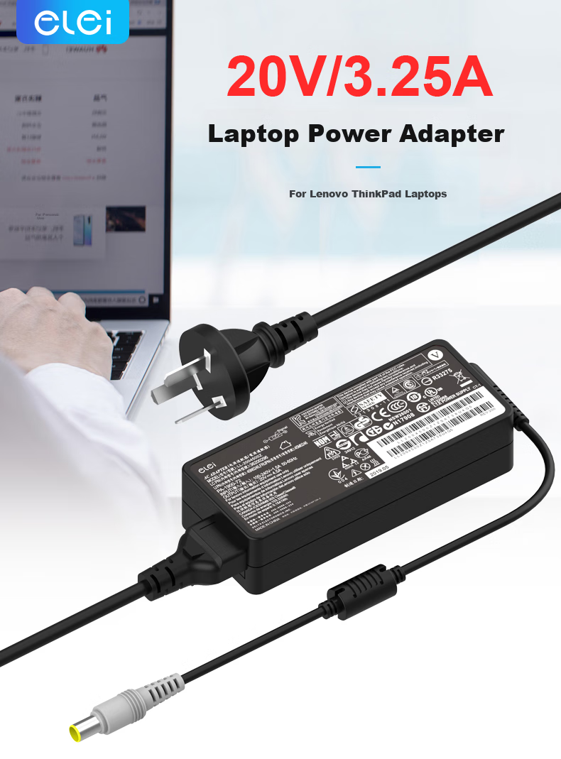 Elei Compatible with Lenovo Laptop Charger for Xiaoxin Air 12/13, YOGA 510/YOGA 710/Xiaoxin 510S Adapter, 20V 3.25A 65W Computer Power Cord 1
