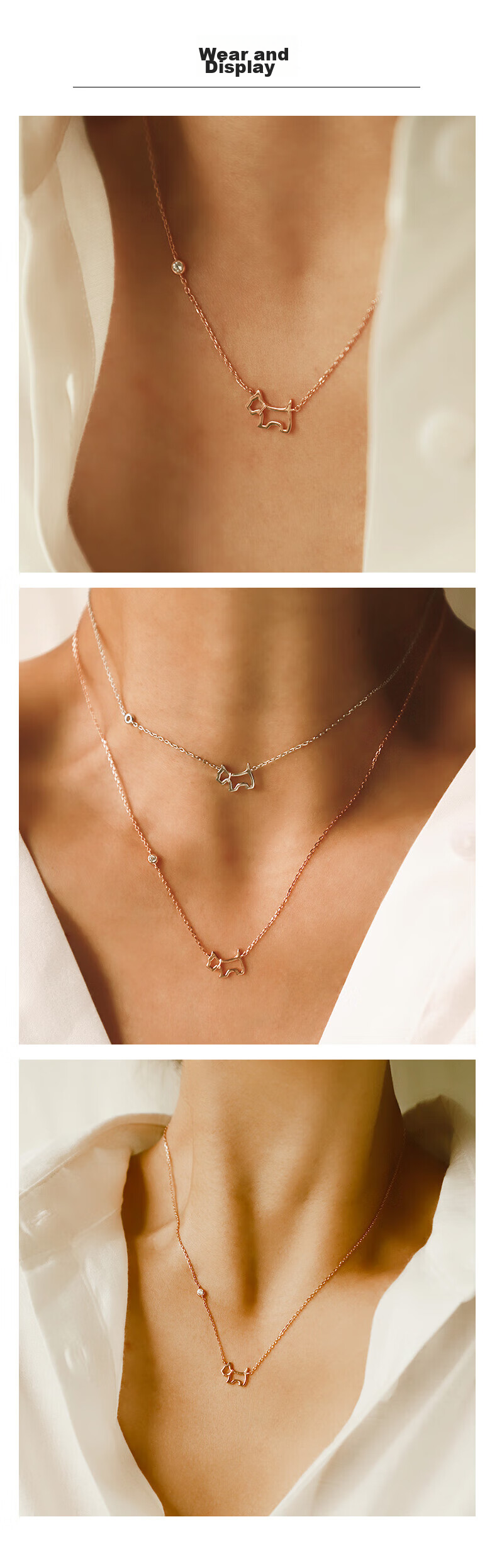AGATHA / Agatha, Zhenwo Hollow Dog Silver Necklace for Women, Birthday Gift for Girlfriend, Elegant Pendant 3