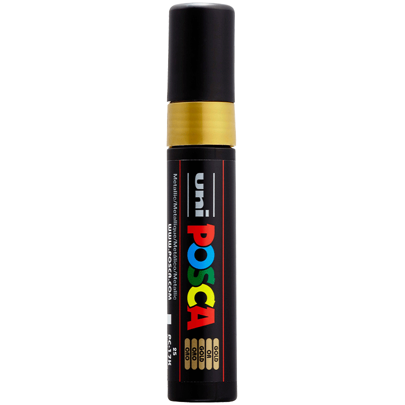 Uni Mitsubishi POSCA Acrylic Marker (Extra Large), Gold Single PC-17K Brush, Poster Advertising Marker, Drawing Hand-Drawn Graffiti Pen, Painting Watercolor Pen, Graduatio
