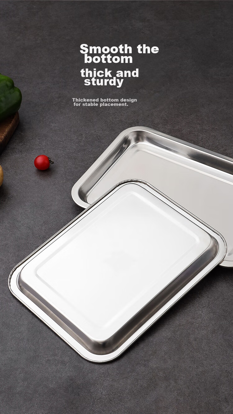 MAXCOOK 304 Stainless Steel Square Plate, Deep Square Tray, Rectangular Serving Tray, Barbecue Grilling Tray 29cm MCFT6548 12