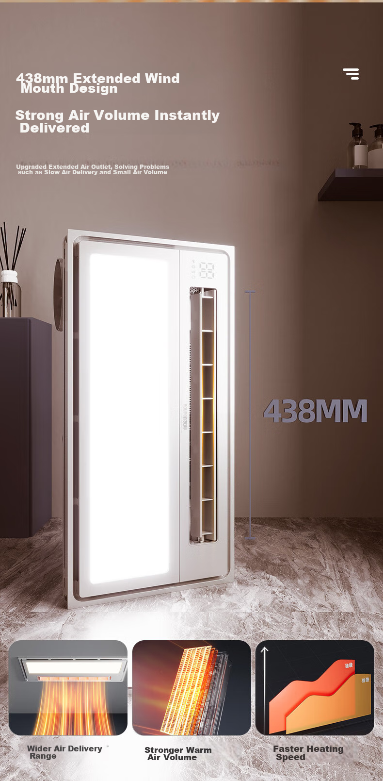 YOUPON Bathroom Heater with Frameless Lighting And Exhaust Fan, Wireless Touch Control Night Light Mode DZ026 5