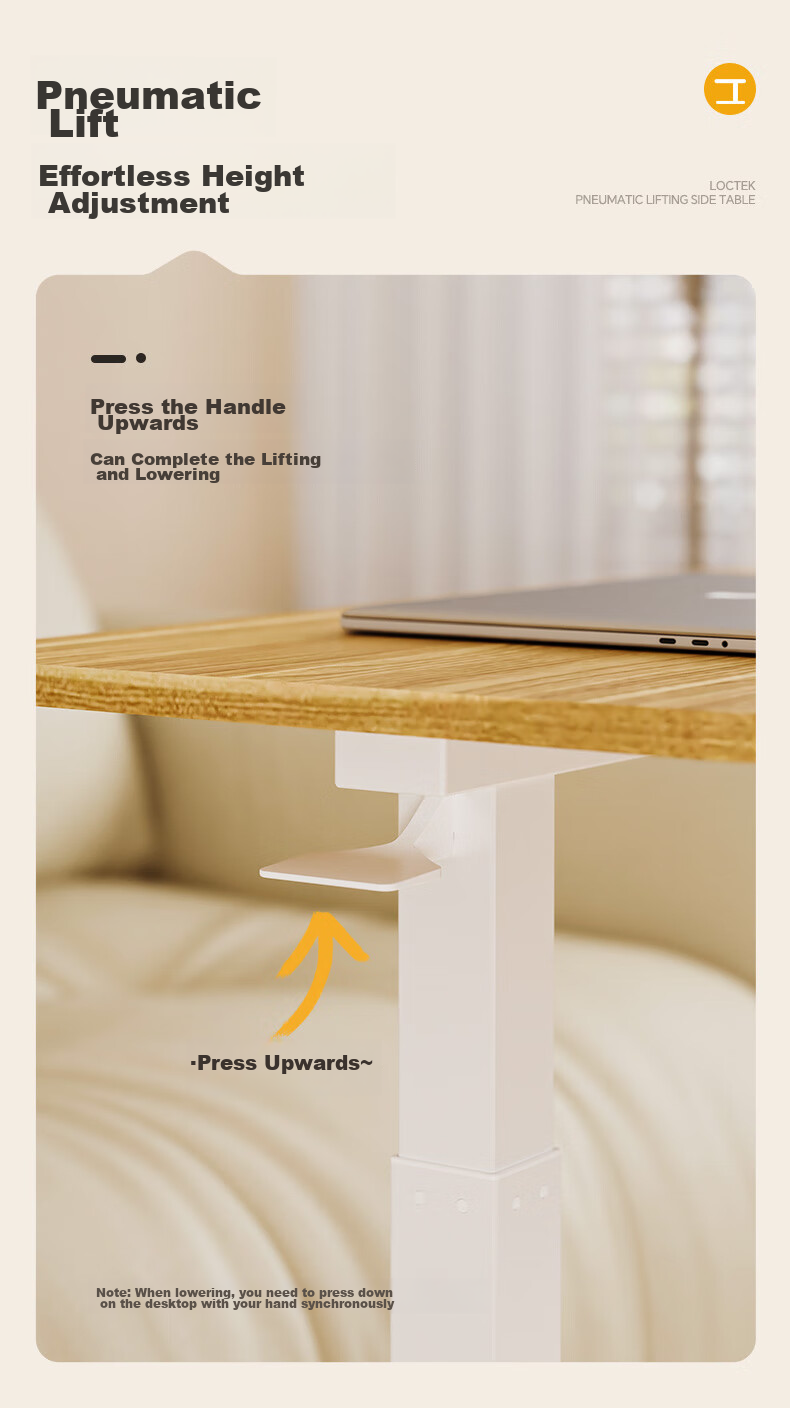 Loctek Bedside Table, Adjustable Height, Laptop Desk for Bed, Movable, Suitable for Home Use, Coffee Table with Flip-Top Design, T06 Elegant White 6
