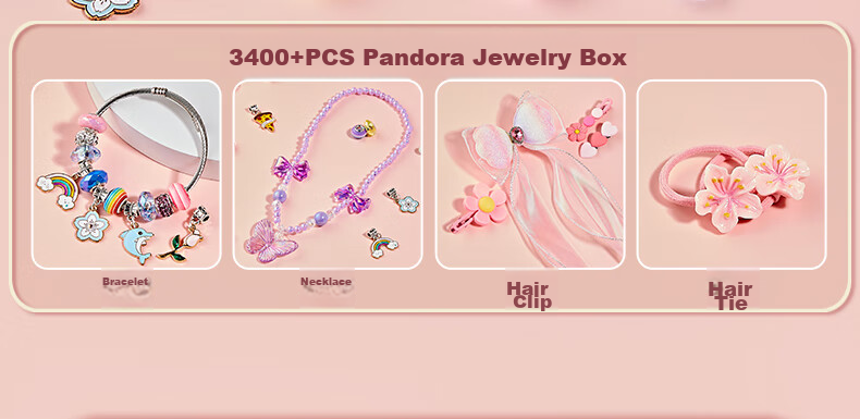 BEIBITONGHUA Bracelet Beads Toy for Children, Girls' Jewelry And Hair Accessories Gift Box, Pretend Play DIY Handmade Birthday Gift 5