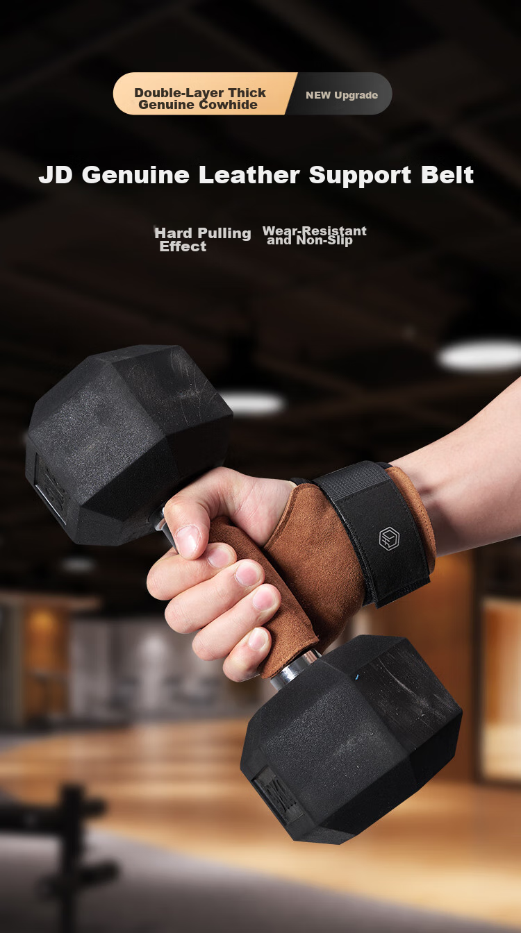 JD Original Pull-Up Assist Bands, Fitness Grip Strength Bands for Men And Women, Deadlift Fitness Gloves, Cowhide Brown, 2 Pieces 2