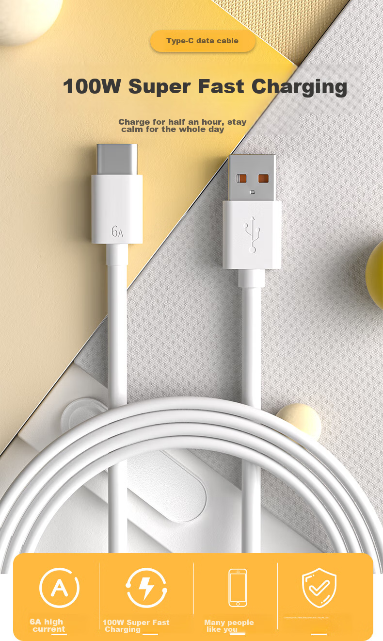 Zitai [2-Pack] Type-C Data Cable, 6A/5A Super Fast Charging Cable, 100W/66W, Compatible with Huawei Honor Xiaomi Phones Mate70/60/40/P80, 1.5 Meters 3