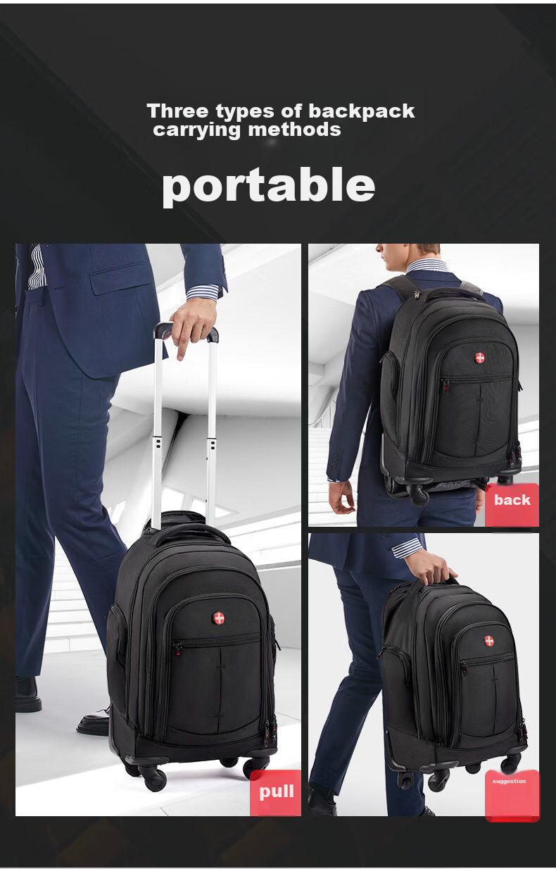 CROSSGEAR Backpack with Wheels, 15.6-Inch Laptop Bag for Men And Women, Business Travel, Outdoor Adventures, Carry-On Luggage with Wheels 3