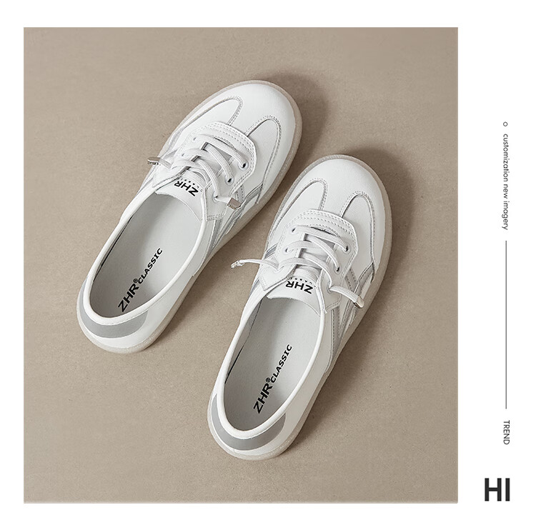 ZHR Casual Shoes, Lightweight And Breathable, Spring And Autumn Flat White Sneakers, Trendy Retro Training Shoes for Women, A67P, White And Blue, Size 37 20